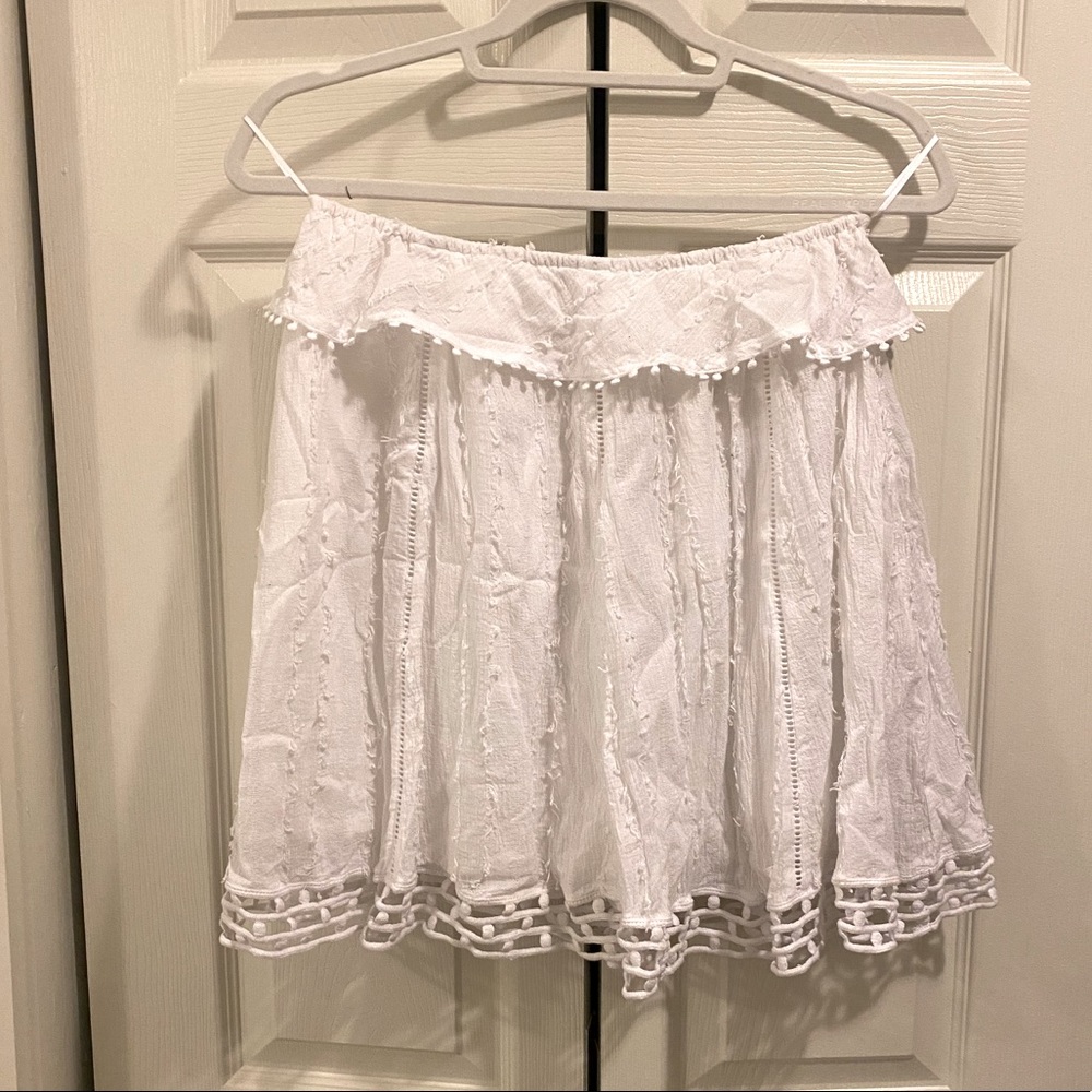 n/nicholas white cotton strapless shirt and/or flowy skirt